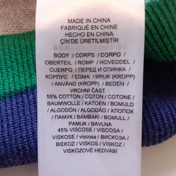 LRL Geometric Multi-Color Crewneck Sweater Cotton Viscose Blue Green Red Size L - Picture 10 of 12